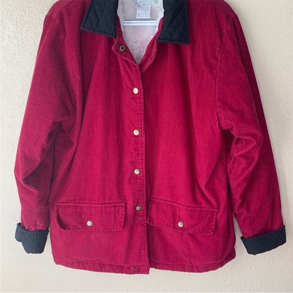 BLAIR Burgundy Corduroy snap front Fleece Lined Barn Chore Coat Size L - Picture 3 of 4